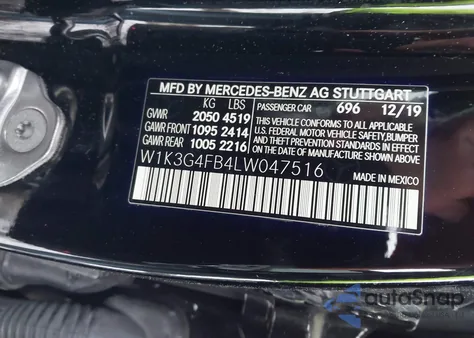 2020 Mercedes-Benz A 220 4Matic from USA, damaged, VIN W1K3G4FB4LW047516